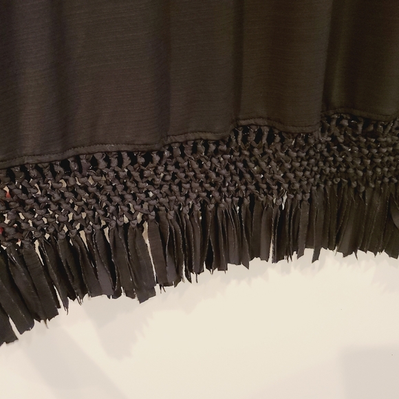 Dotti Black Wide Sleeve Lattice Fringe Hem Dress - Picture 5 of 10